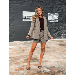 Blazer pied-de-poule Léa - Chocolat