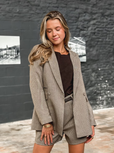 Blazer pied-de-poule Léa - Chocolat