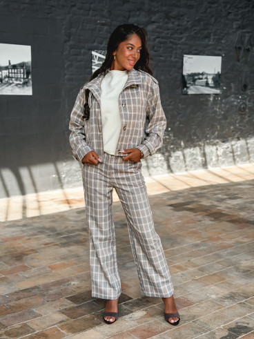 Pantalon à carreaux Juliane - Café