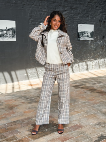 Pantalon à carreaux Juliane - Café