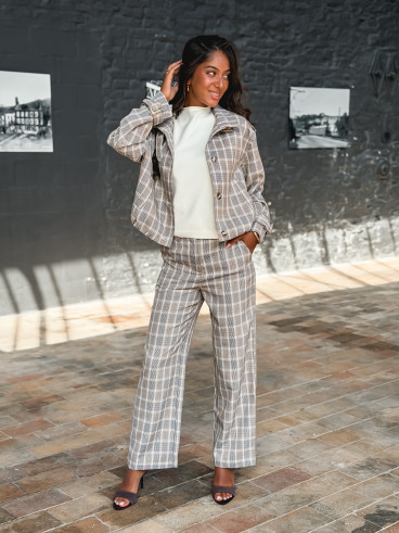Pantalon à carreaux Juliane - Café