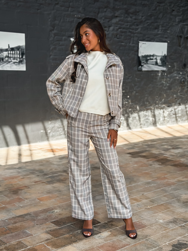 Pantalon à carreaux Juliane - Café
