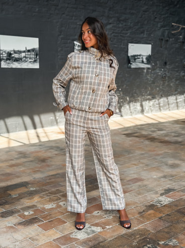 Pantalon à carreaux Juliane - Café