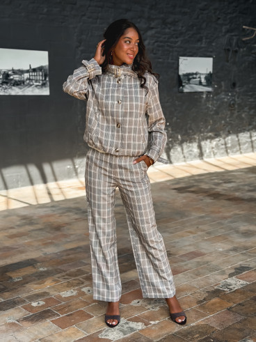 Pantalon à carreaux Juliane - Café