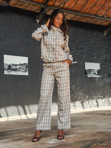 Pantalon à carreaux Juliane - Café