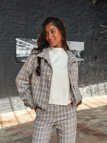 Veste à carreaux Juliane - Café