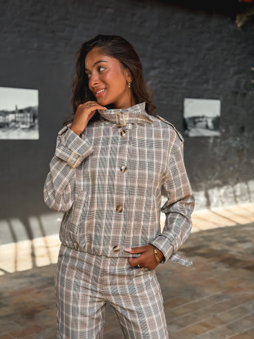 Veste à carreaux Juliane - Café