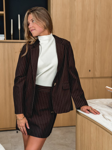 Blazer ligné Lindos - Chocolat Blazer ligné Lindos - Chocolat