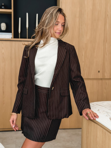 Blazer ligné Lindos - Chocolat Blazer ligné Lindos - Chocolat