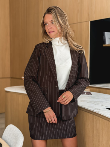 Blazer ligné Lindos - Chocolat Blazer ligné Lindos - Chocolat