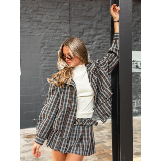 Veste à carreaux Adaline - Café