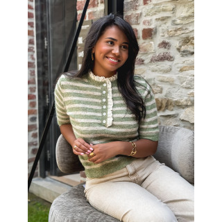 Pull lignée Flavie - Kaki/Beige