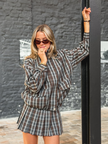 Veste à carreaux Adaline - Café