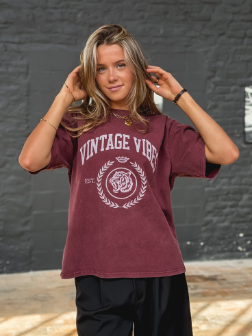 T-shirt "Vintage vibes" - Bordeaux