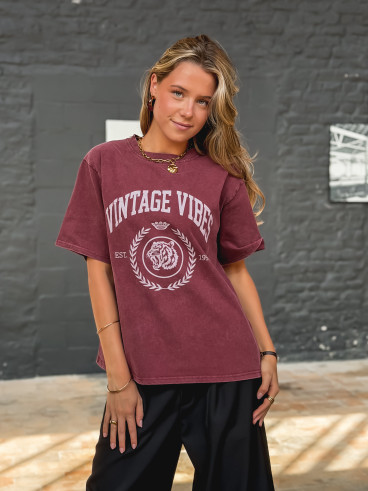 T-shirt "Vintage vibes" - Bordeaux T-shirt "Vintage vibes" - Bordeaux