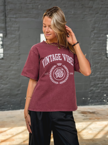 T-shirt "Vintage vibes" - Bordeaux T-shirt "Vintage vibes" - Bordeaux