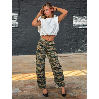 Jeans militaire Olia - Kaki