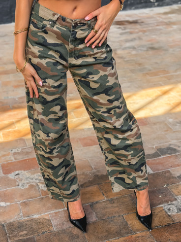 Jeans militaire Olia - Kaki