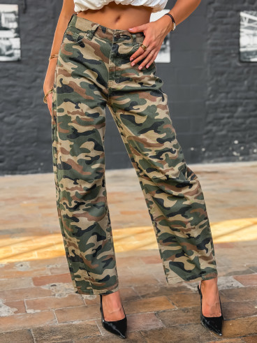 Jeans militaire Olia - Kaki
