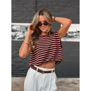 Blouse lignée Malibu - Bordeaux/Écru
