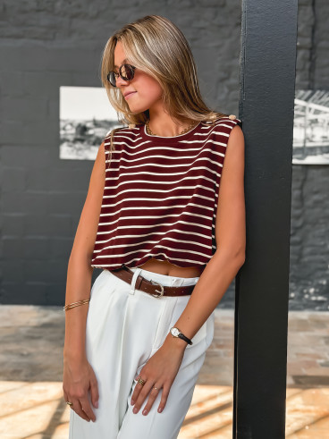 Blouse lignée Malibu - Bordeaux/Écru Blouse lignée Malibu - Bordeaux/Écru