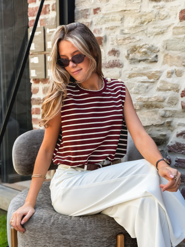 Blouse lignée Malibu - Bordeaux/Écru Blouse lignée Malibu - Bordeaux/Écru