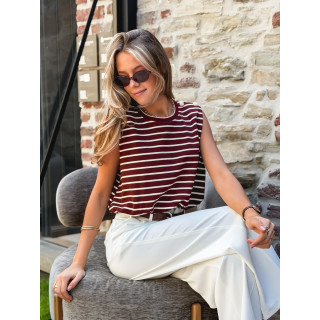 Blouse lignée Malibu - Bordeaux/Écru