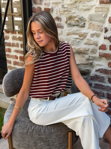 Blouse lignée Malibu - Bordeaux/Écru Blouse lignée Malibu - Bordeaux/Écru
