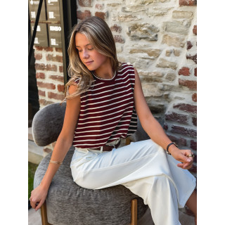Blouse lignée Malibu - Bordeaux/Écru