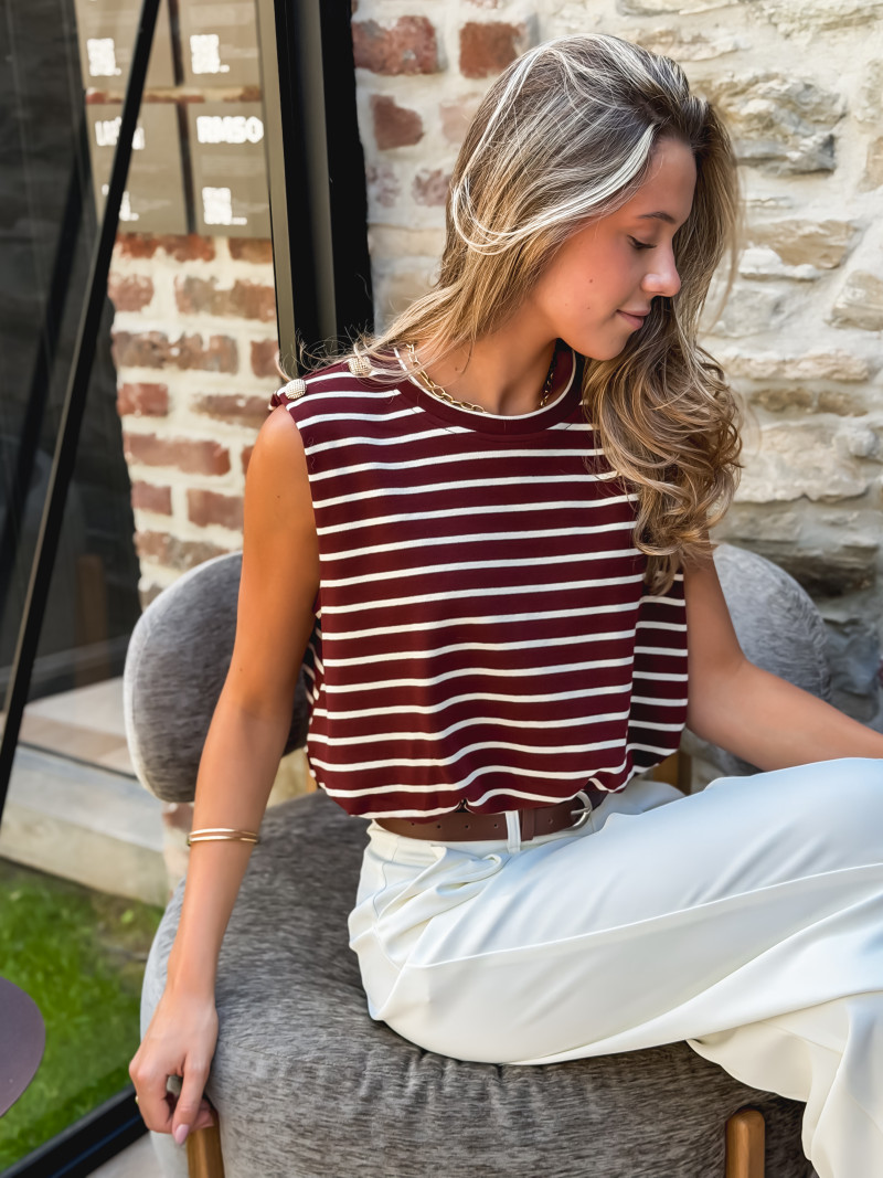 Blouse lignée Malibu - Bordeaux/Écru Blouse lignée Malibu - Bordeaux/Écru