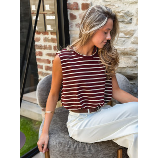 Blouse lignée Malibu - Bordeaux/Écru