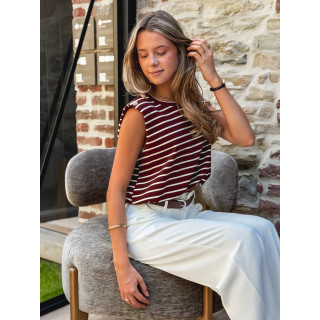 Blouse lignée Malibu - Bordeaux/Écru