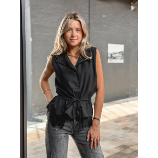Blouse sans manches Jade - Noir