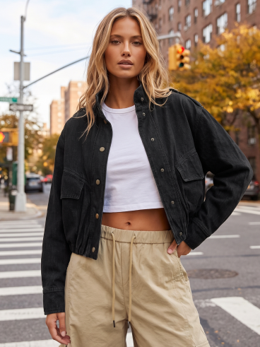 Veste en jeans Jayna - Noir
