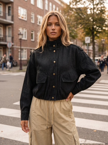 Veste en jeans Jayna - Noir