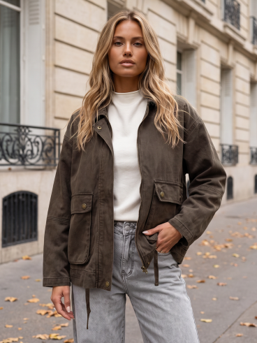 Veste en jeans Loua - Chocolat