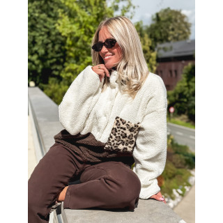Pull teddy Catheline - Ecru/Chocolat