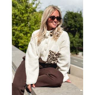 Pull teddy Catheline - Ecru/Chocolat