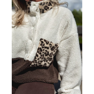 Pull teddy Catheline - Ecru/Chocolat