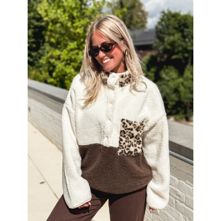 Pull teddy Catheline - Ecru/Chocolat
