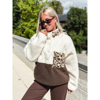 Pull teddy Catheline - Ecru/Chocolat