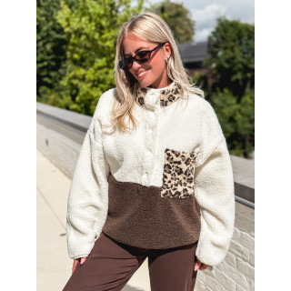 Pull teddy Catheline - Ecru/Chocolat