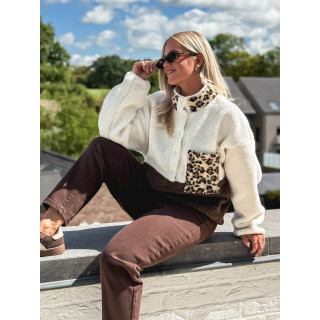 Pull teddy Catheline - Ecru/Chocolat