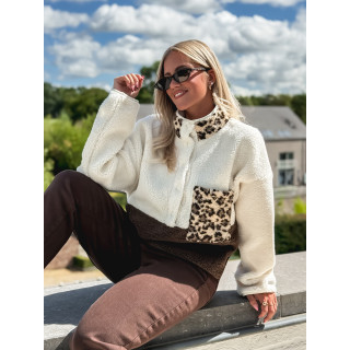 Pull teddy Catheline - Ecru/Chocolat