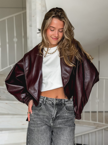 Veste en simili Viviane - Bordeaux