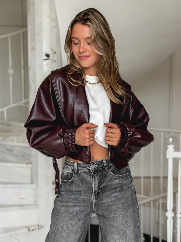 Veste en simili Viviane - Bordeaux