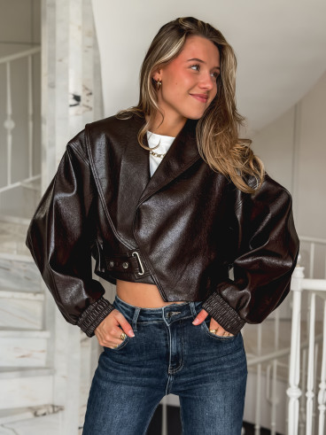 Veste en simili Viviane - Chocolat