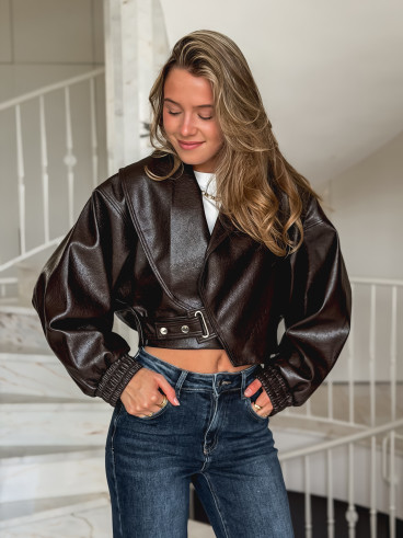 Veste en simili Viviane - Chocolat