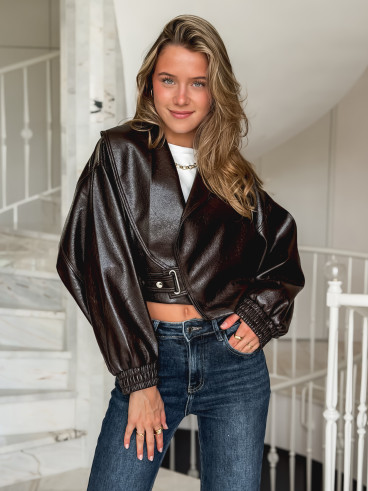 Veste en simili Viviane - Chocolat