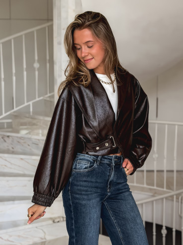 Veste en simili Viviane - Chocolat